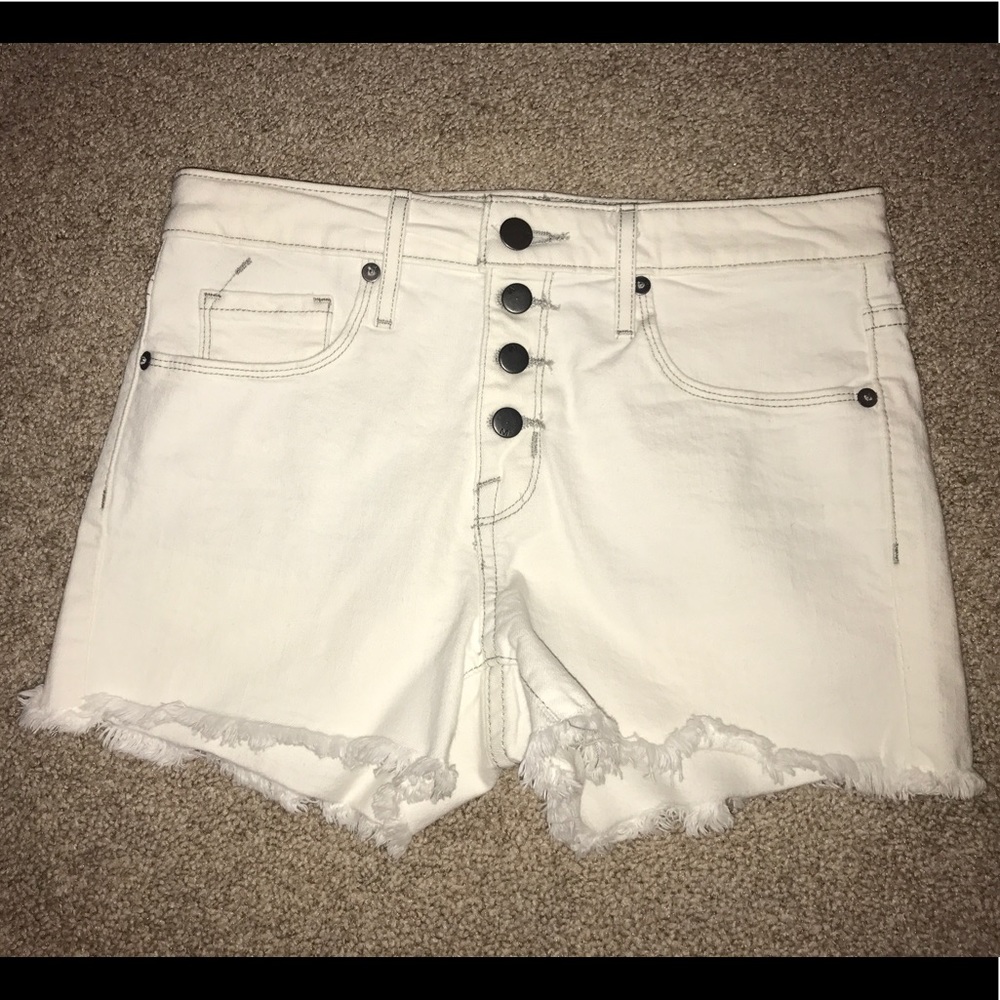 White high waisted shorts.